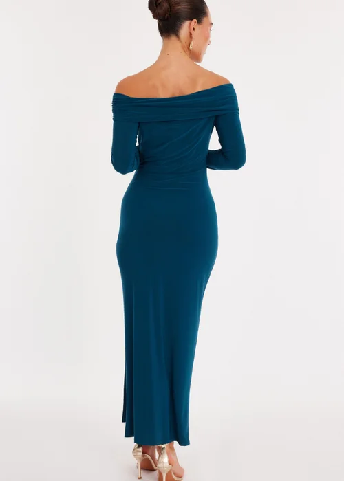 Quiz Turquoise Ruched Long Sleeve Midaxi Dress - Size 18 Image 2