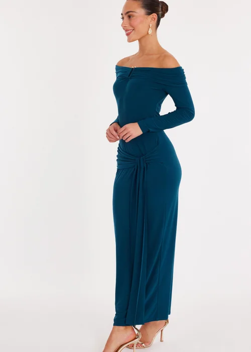 Quiz Turquoise Ruched Long Sleeve Midaxi Dress - Size 18 Image 3