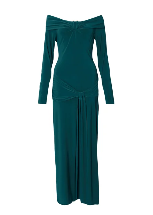 Quiz Turquoise Ruched Long Sleeve Midaxi Dress - Size 18 Image 4