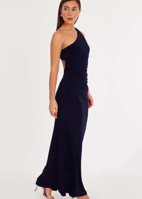 Quiz Navy Twisted One Shoulder Maxi Dress - Size 16 Image 3
