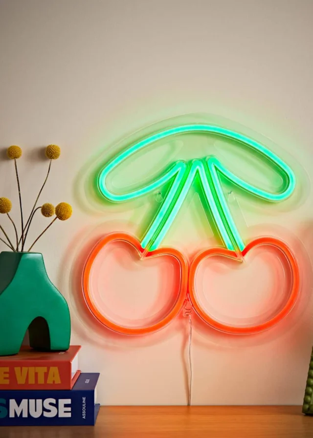 ValueLights Neon Red Cherry Wall Light Integrated LED Novelty Light