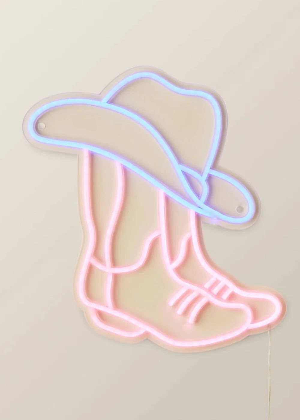 ValueLights Neon Pink & Blue Cowboy Boot Wall Light Integrated LED Novelty Light - One Size Image 2