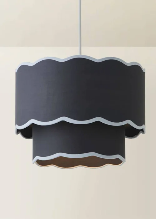 ValueLights Sloane Easy Fit Blue Ceiling Lampshade 2 Tier Scallop Shade - One Size Image 3