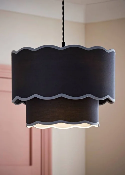 ValueLights Sloane Easy Fit Blue Ceiling Lampshade 2 Tier Scallop Shade - One Size Image 1