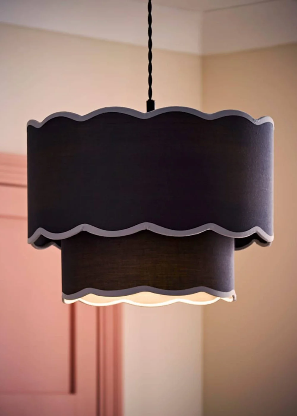 ValueLights Sloane Easy Fit Blue Ceiling Lampshade 2 Tier Scallop Shade - One Size Image 2