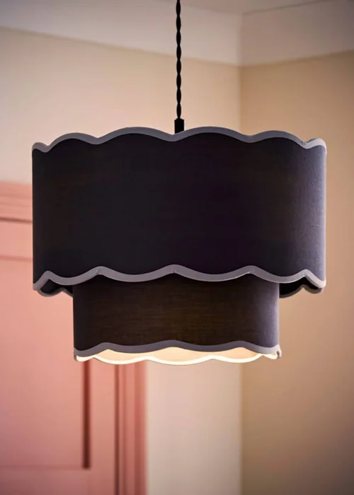 ValueLights Sloane Easy Fit Blue Ceiling Lampshade 2 Tier Scallop Shade - One Size Image 2