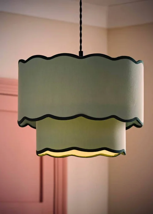 ValueLights Sloane Easy Fit Green Ceiling Lampshade 2 Tier Scallop Shade - One Size Image 2
