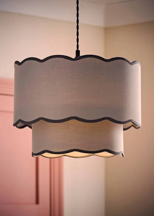 ValueLights Sloane Easy Fit Grey Ceiling Lampshade 2 Tier Scallop Shade - One Size Image 2