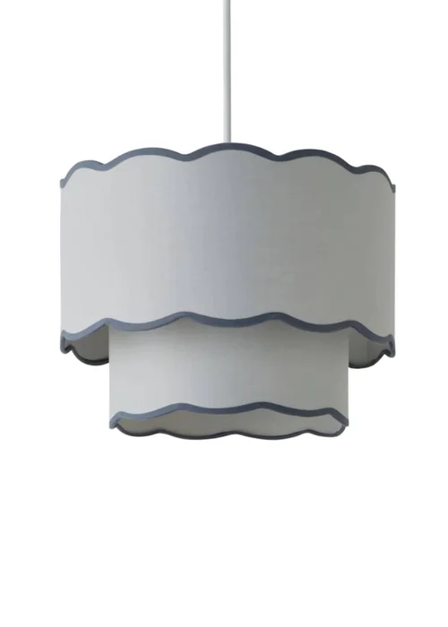 ValueLights Sloane Easy Fit Grey Ceiling Lampshade 2 Tier Scallop Shade - One Size Image 4
