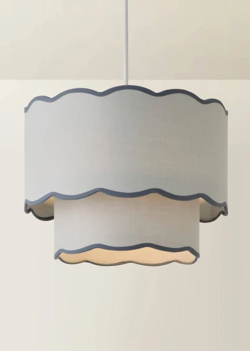 ValueLights Sloane Easy Fit Grey Ceiling Lampshade 2 Tier Scallop Shade - One Size Image 3