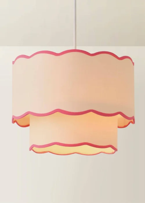 ValueLights Sloane Easy Fit Pink Ceiling Lampshade 2 Tier Scallop Shade - One Size Image 3