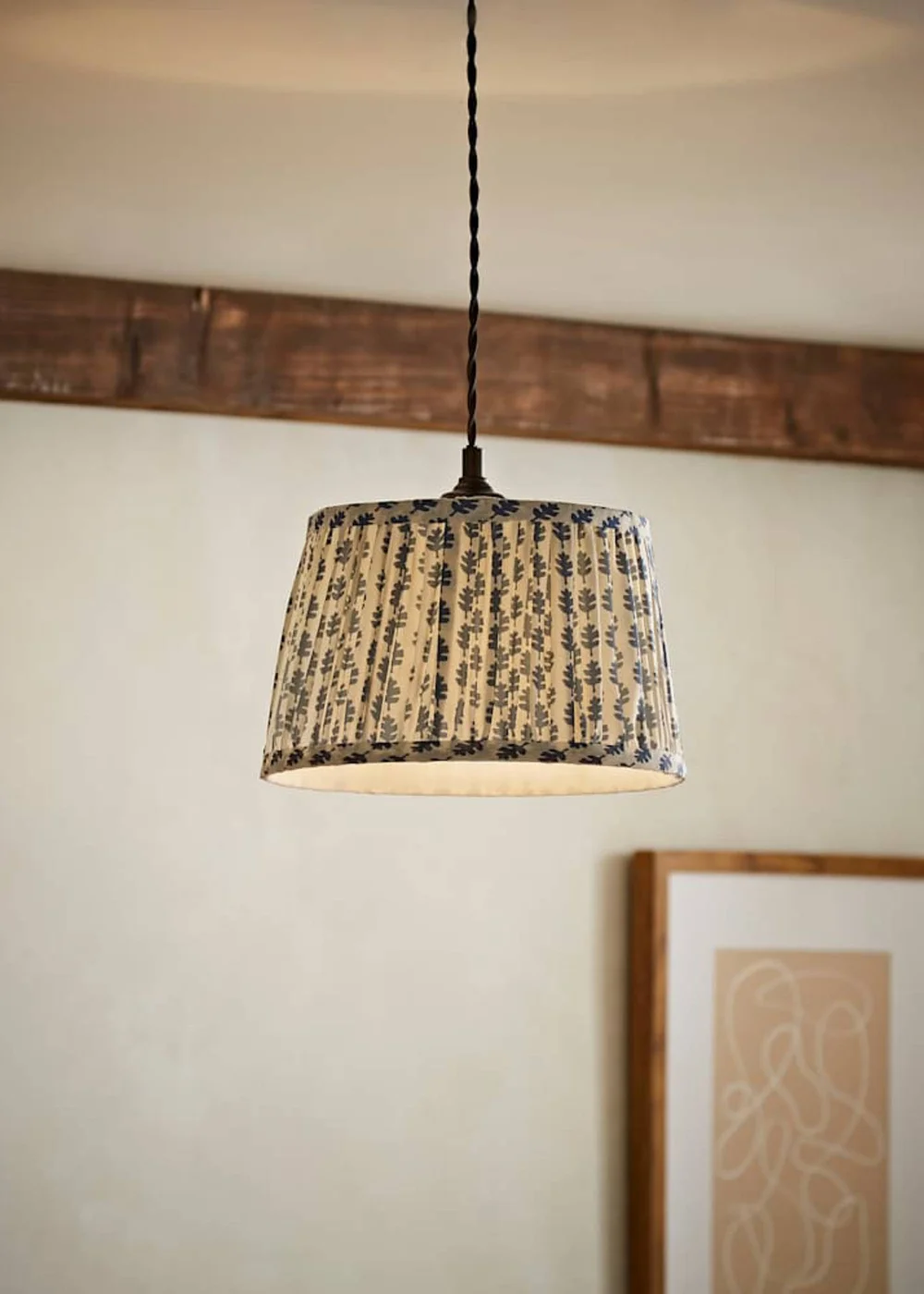 ValueLights Grange Small Easy Fit Blue Floral Pleated Lampshade - One Size Image 1