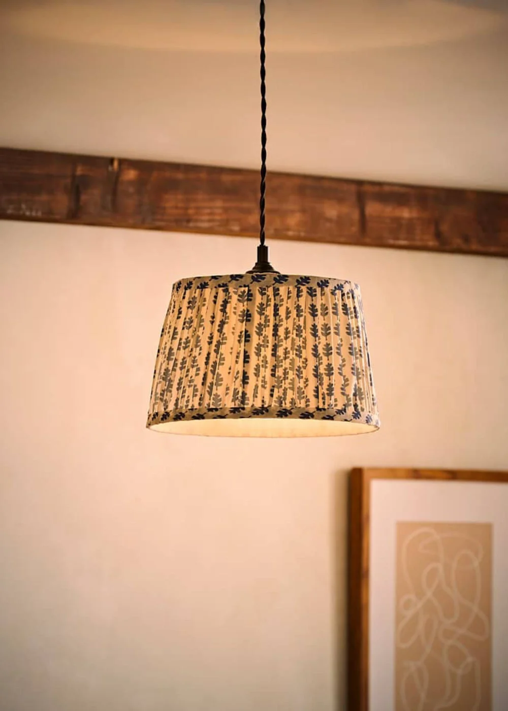 ValueLights Grange Small Easy Fit Blue Floral Pleated Lampshade - One Size Image 2