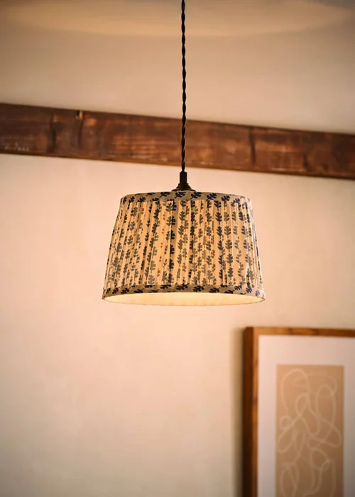 ValueLights Grange Small Easy Fit Blue Floral Pleated Lampshade - One Size Image 2