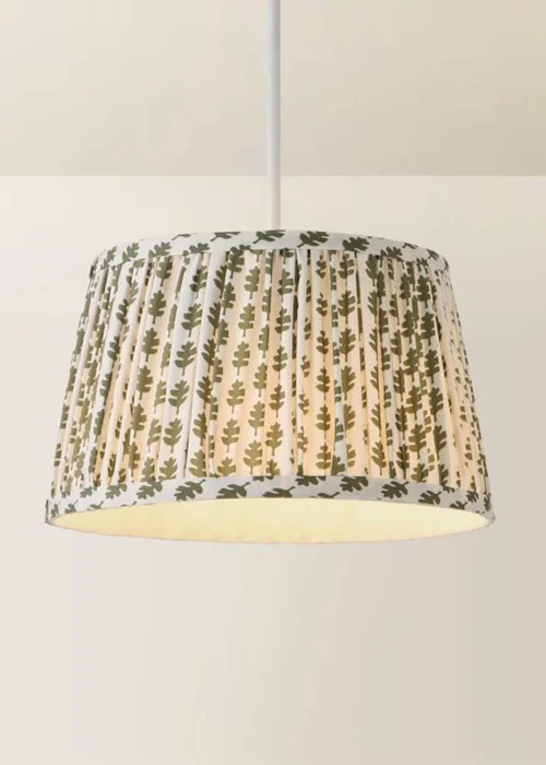 ValueLights Grange Small Easy Fit Green Floral Pleated Lampshade - One Size Image 3