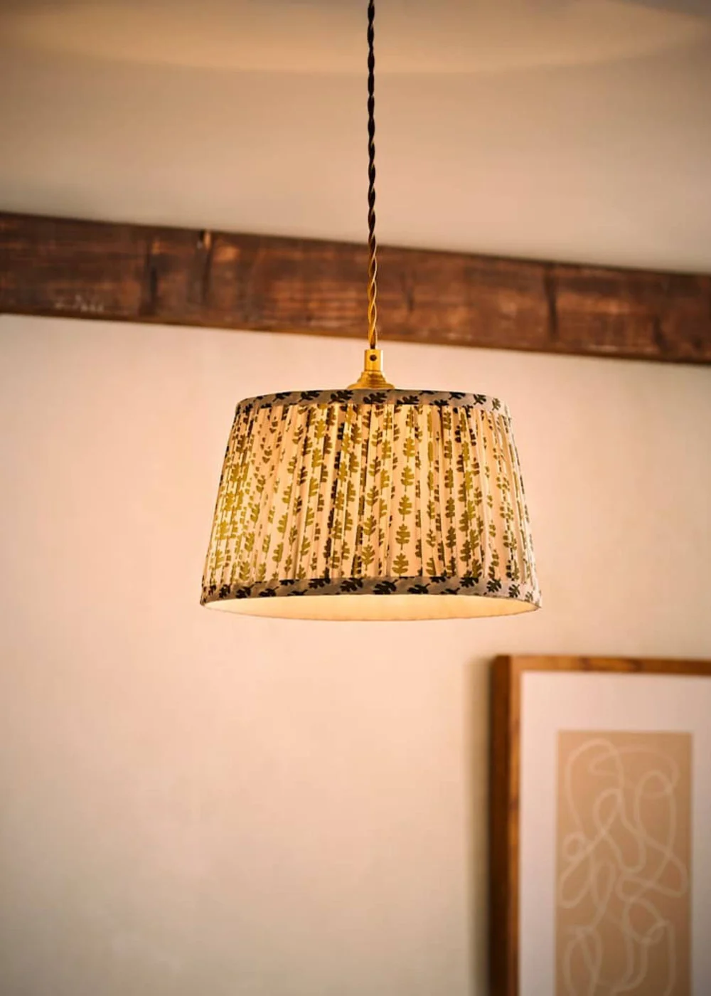 ValueLights Grange Small Easy Fit Green Floral Pleated Lampshade - One Size Image 2