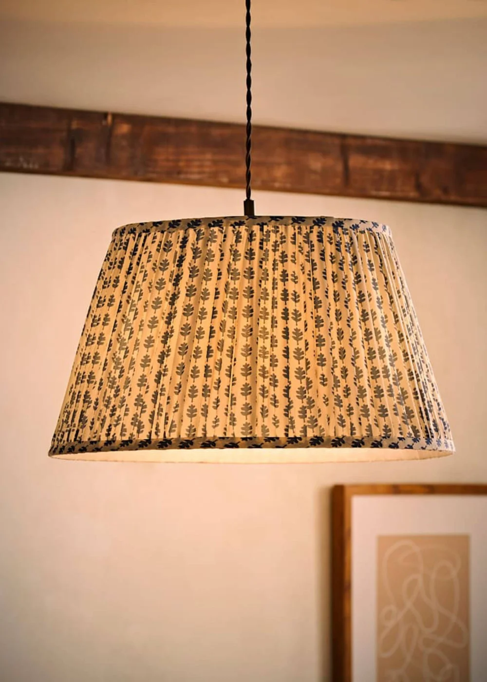 ValueLights Grange Large Easy Fit Blue Floral Pleated Lampshade - One Size Image 2