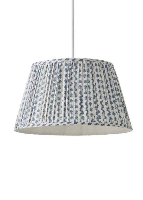 ValueLights Grange Large Easy Fit Blue Floral Pleated Lampshade - One Size Image 4