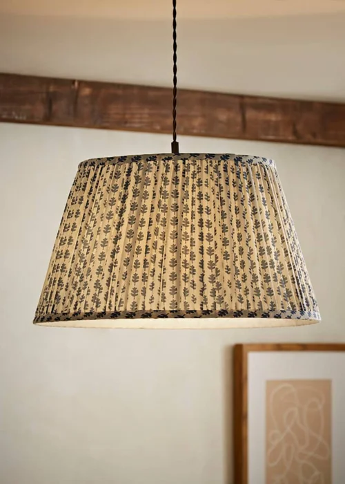 ValueLights Grange Large Easy Fit Blue Floral Pleated Lampshade - One Size Image 1