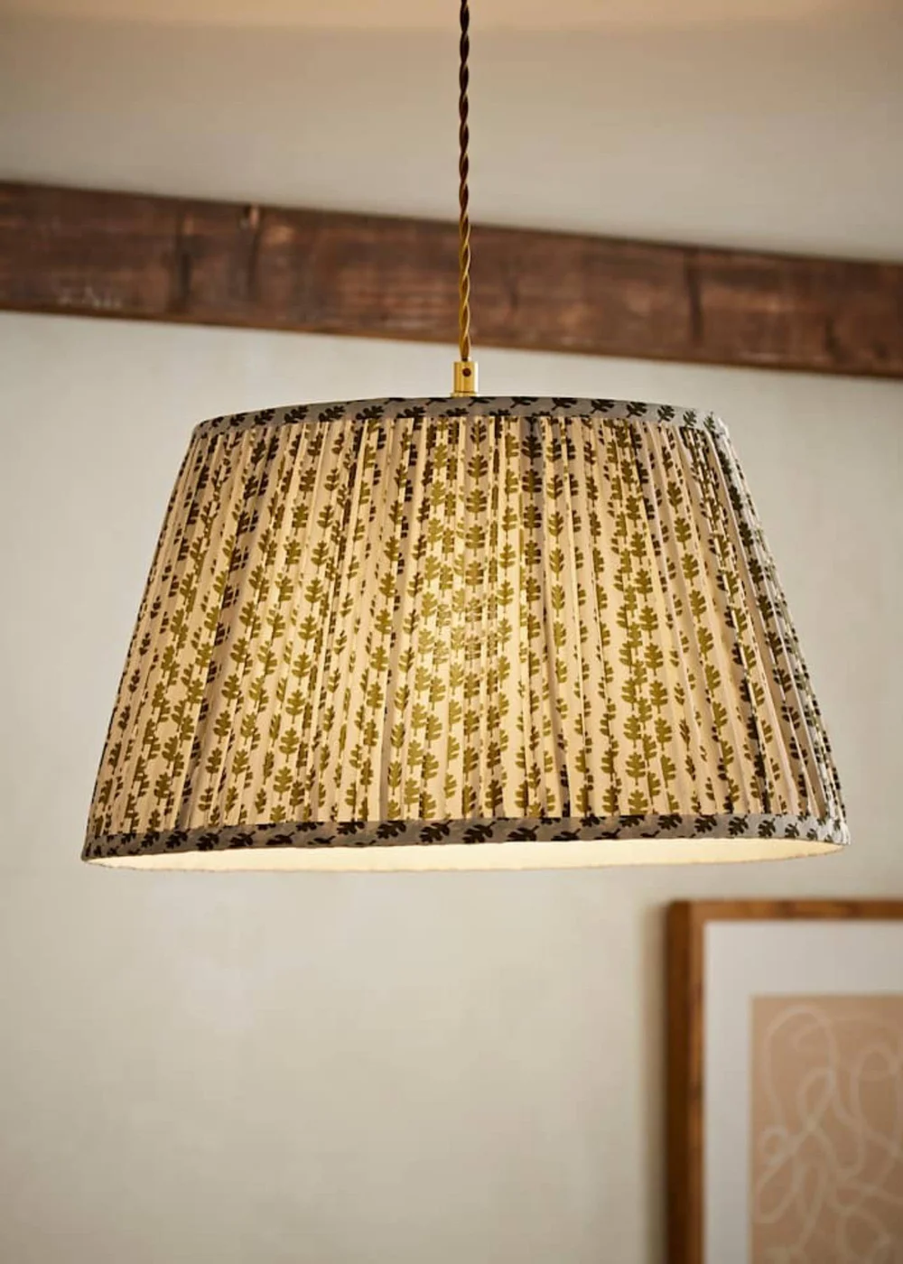 ValueLights Grange Large Easy Fit Green Floral Pleated Lampshade - One Size Image 2