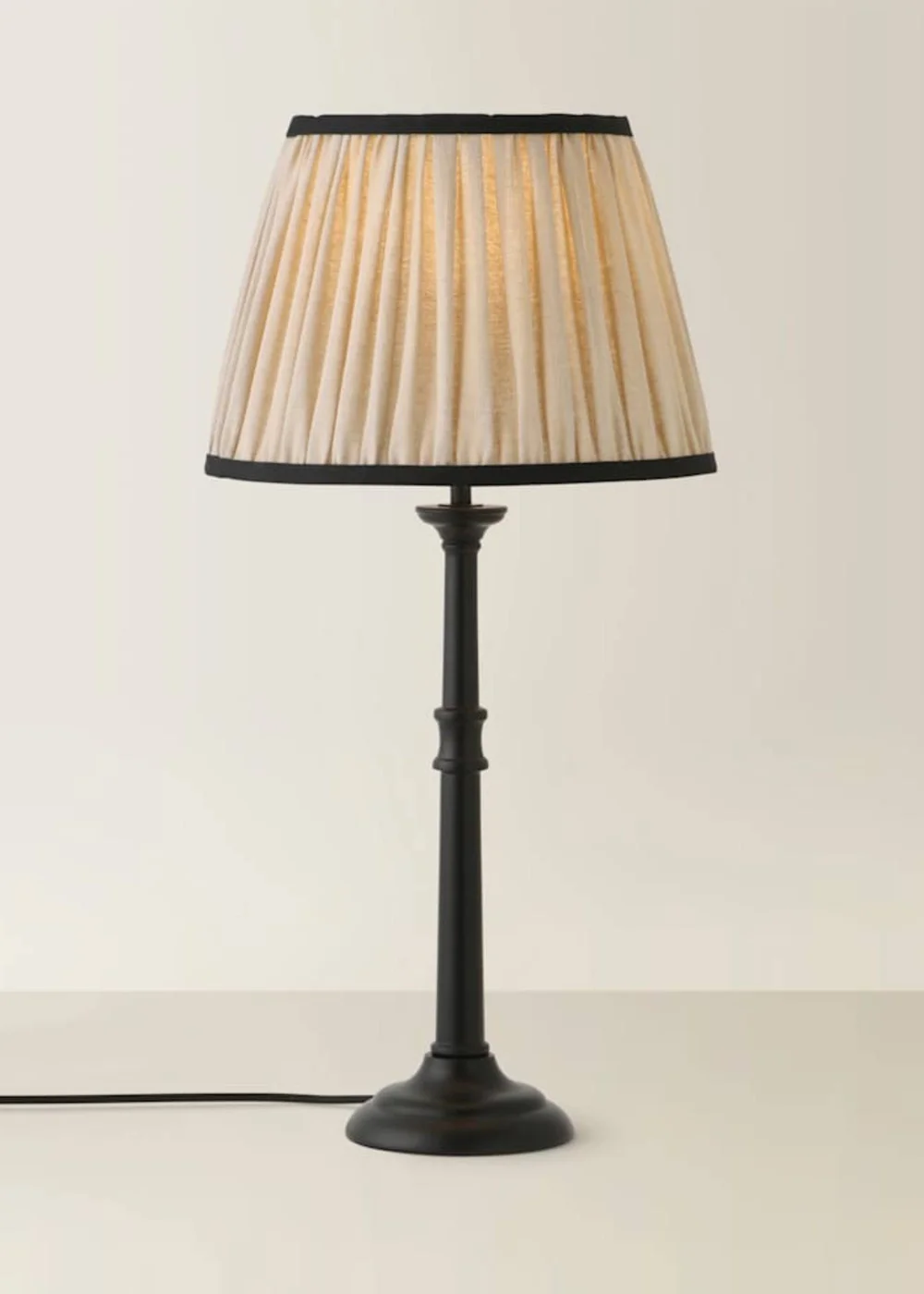 ValueLights Clara Black Candlestick Table Lamp with Linen Shade - One Size Image 3