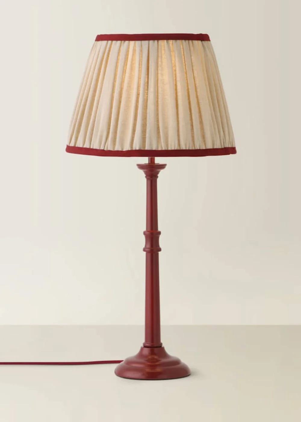 ValueLights Clara Burgundy Candlestick Table Lamp with Linen Shade - One Size Image 3
