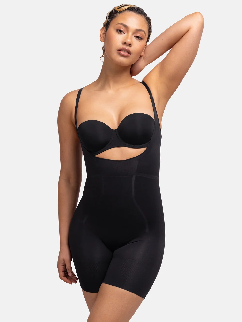 Dorina Bodysuit Black Seamless Open Bust - 3XL Image 1