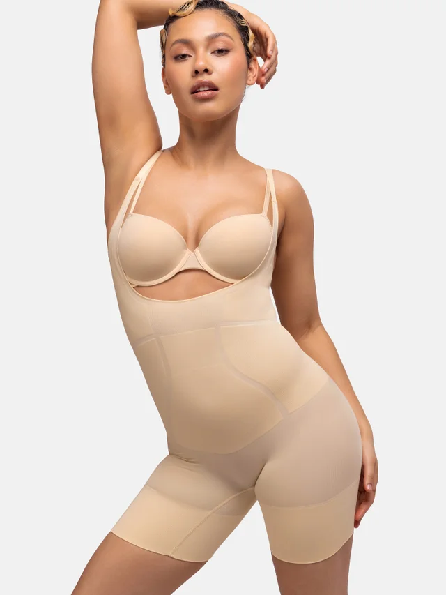 Dorina Bodysuit Beige Seamless Open Bust