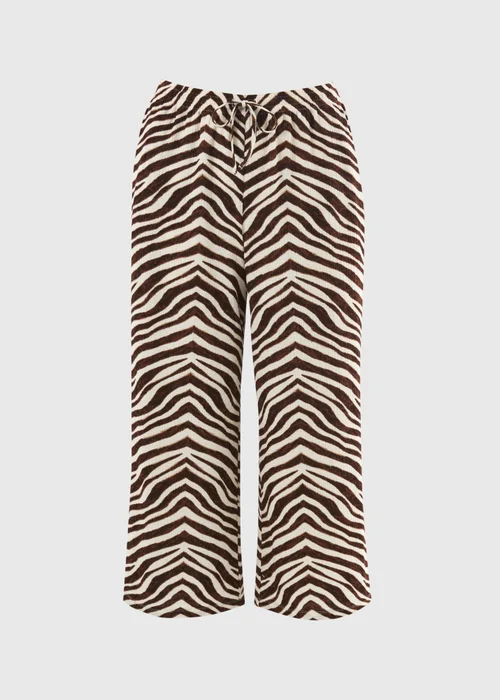 Brown Zebra Print Textured Cropped Trousers - 10 Image 4