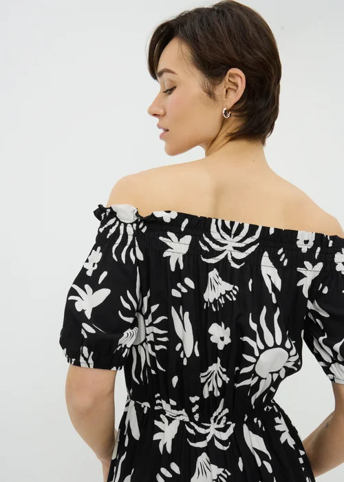 Black Sun Print Bardot Mini Dress - 20 Image 3