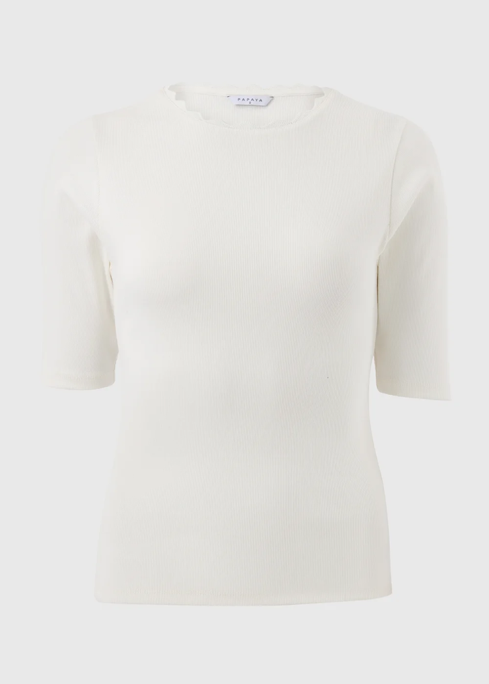 Cream Neck Trim Fitted T-Shirt - Size 8 Image 1