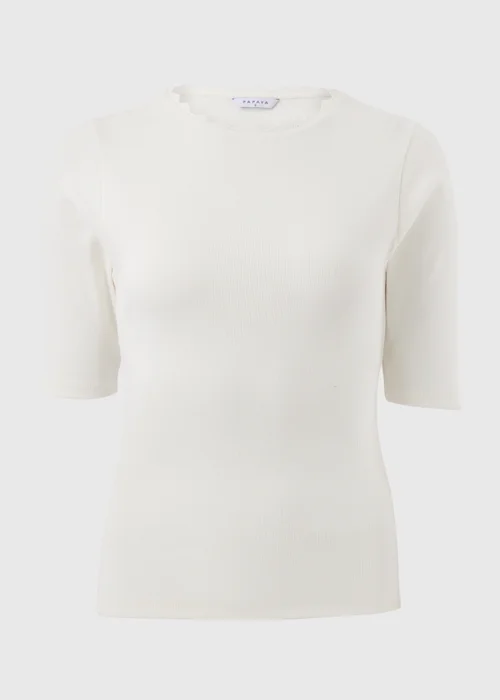 Cream Neck Trim Fitted T-Shirt - Size 8 Image 3