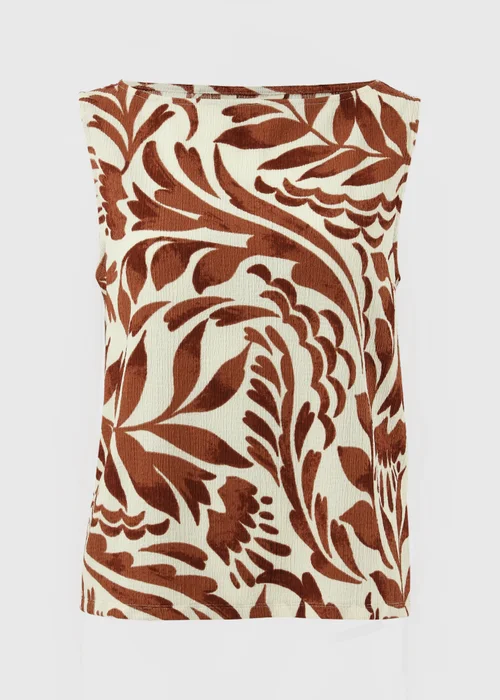 Chocolate Brown Leaf Textured Co Ord Vest Top - 10 Image 4