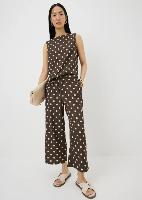 Chocolate Brown Polka Dot Textured Co Ord Vest Top - 22 Image 1