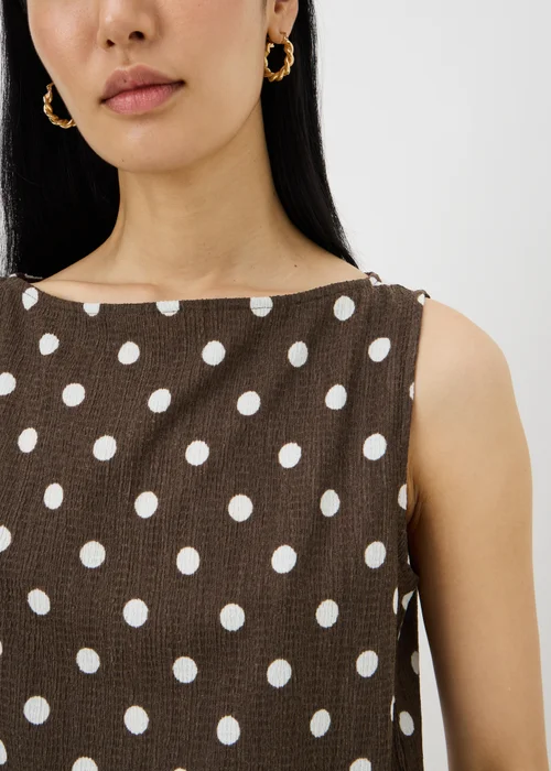 Chocolate Brown Polka Dot Textured Co Ord Vest Top - 22 Image 3