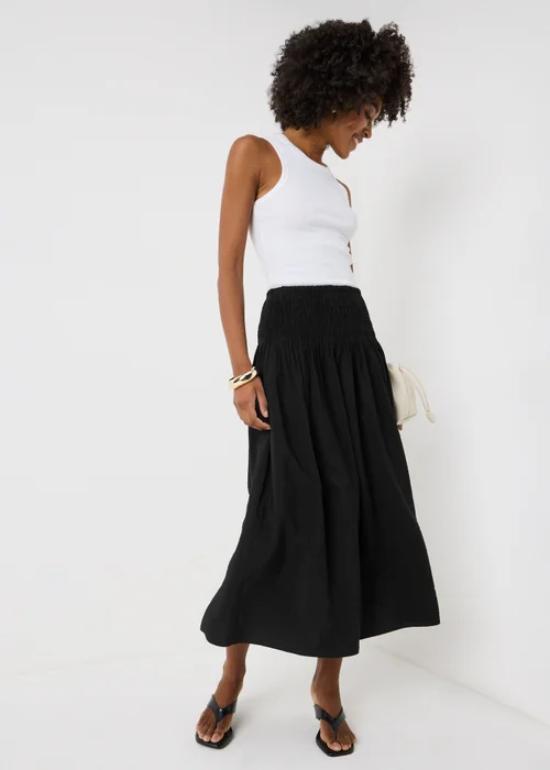 Black Shirred Waist Midaxi Skirt - 24 Image 1