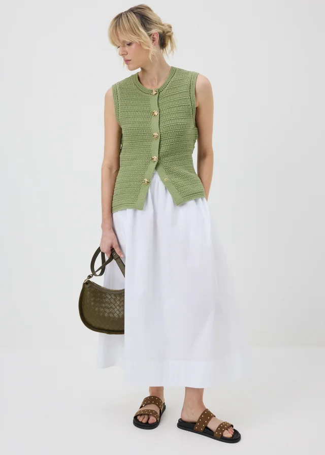 Sage Green Button Up Knitted Waistcoat