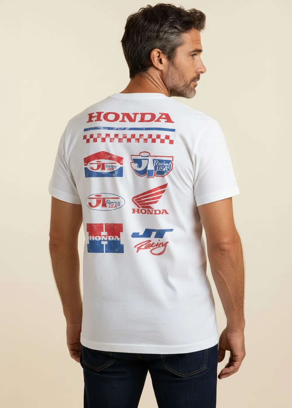 Honda White Logo Stack T-Shirt - Extra Large Image 1