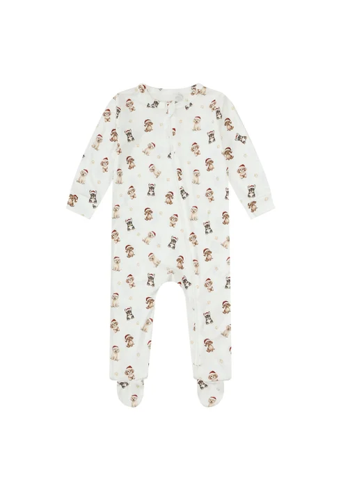 My Christmas Pyjamas Cream Santa Paws Baby's One-Piece Matching Pyjama Sleepsuit (0m-18m) - 0-3 months Image 1