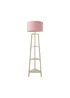 ValueLights Hiru Cream 3 Tier Shelf Floor Lamp with Blush Drum Shade - One Size Image 4