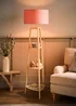 ValueLights Hiru Cream 3 Tier Shelf Floor Lamp with Blush Drum Shade - One Size Image 2