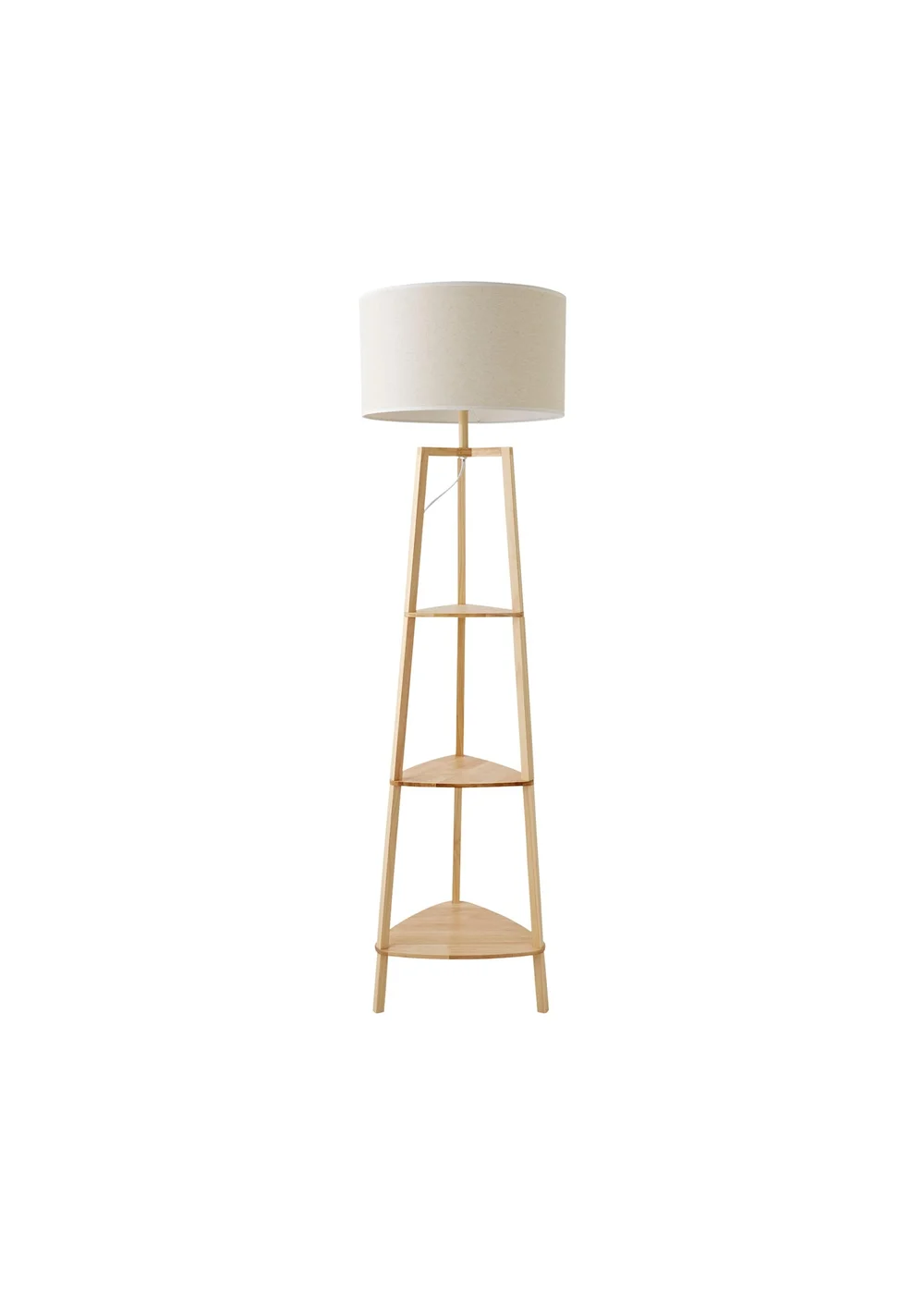 ValueLights Hiru Natural 3 Tier Shelf Floor Lamp with White Trim Linen Shade - One Size Image 5