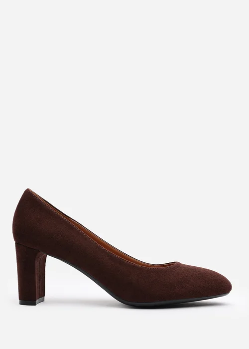 Where's That From Livia Brown Suede Mid Block Heel - Size 5 Image 2