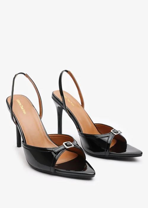 Where's That From Odette Black Patent Wide-Fit Slingback Heels - Size 7 Image 4