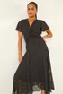 Roman Black Petite Front Twist Jacquard Dress - Size 16 Image 2