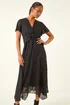 Roman Black Petite Front Twist Jacquard Dress - Size 16 Image 1