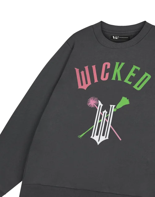 Vanilla Underground Wicked Adults Broom & Wands Grey Sweatshirt - Medium Image 2