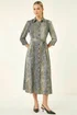 Roman Navy Animal Print Midi Shirt Dress - 14 Image 1