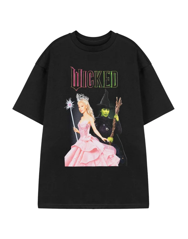 Vanilla Underground Wicked Adults Glinda & Elphaba Black T-Shirt