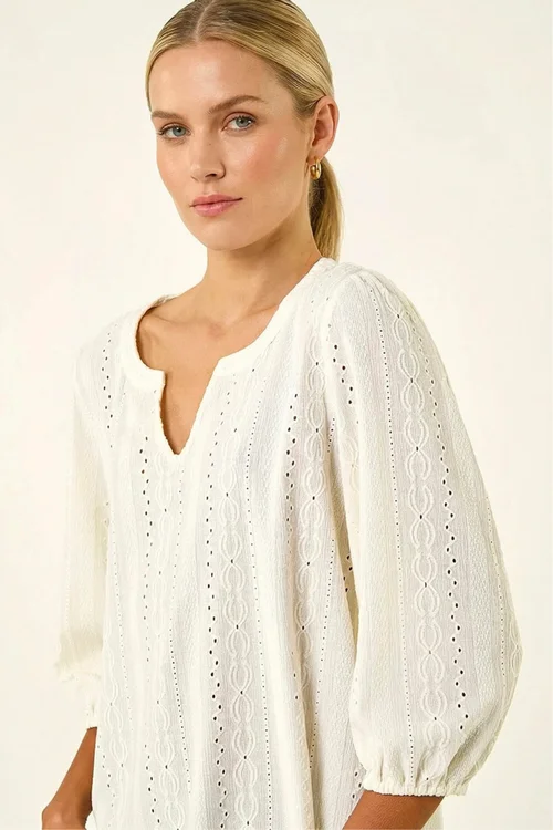 Roman Ivory Broderie Detail Tunic Top - 20 Image 4